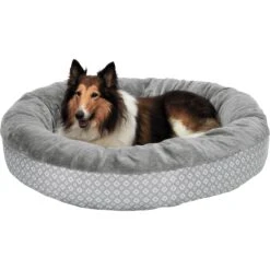 FurHaven Plush & Diamond Print Calming Donut Dog Bed -Cozy Paws 768694 PT2. AC SS1800 V1691506464