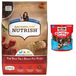 Rachael Ray Nutrish Real Beef, Pea, & Brown Rice Recipe Dry Dog Food & Milk-Bone Comfort Chews Real Beef Dog Treats