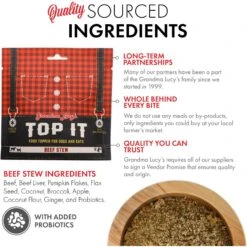 Grandma Lucy's Top It Beef Stew Grain-Free Dry Dog & Cat Food Topping, 4-oz Bag -Cozy Paws 782526 PT5. AC SS1800 V1677513241
