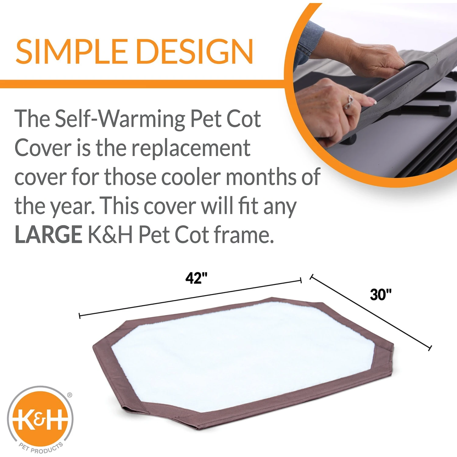 K&H Pet Products Self-Warming Cot Cover For Elevated Dog Bed 4 K&H Pet Products Self-Warming Cot Cover For Elevated Dog Bed - Image 2