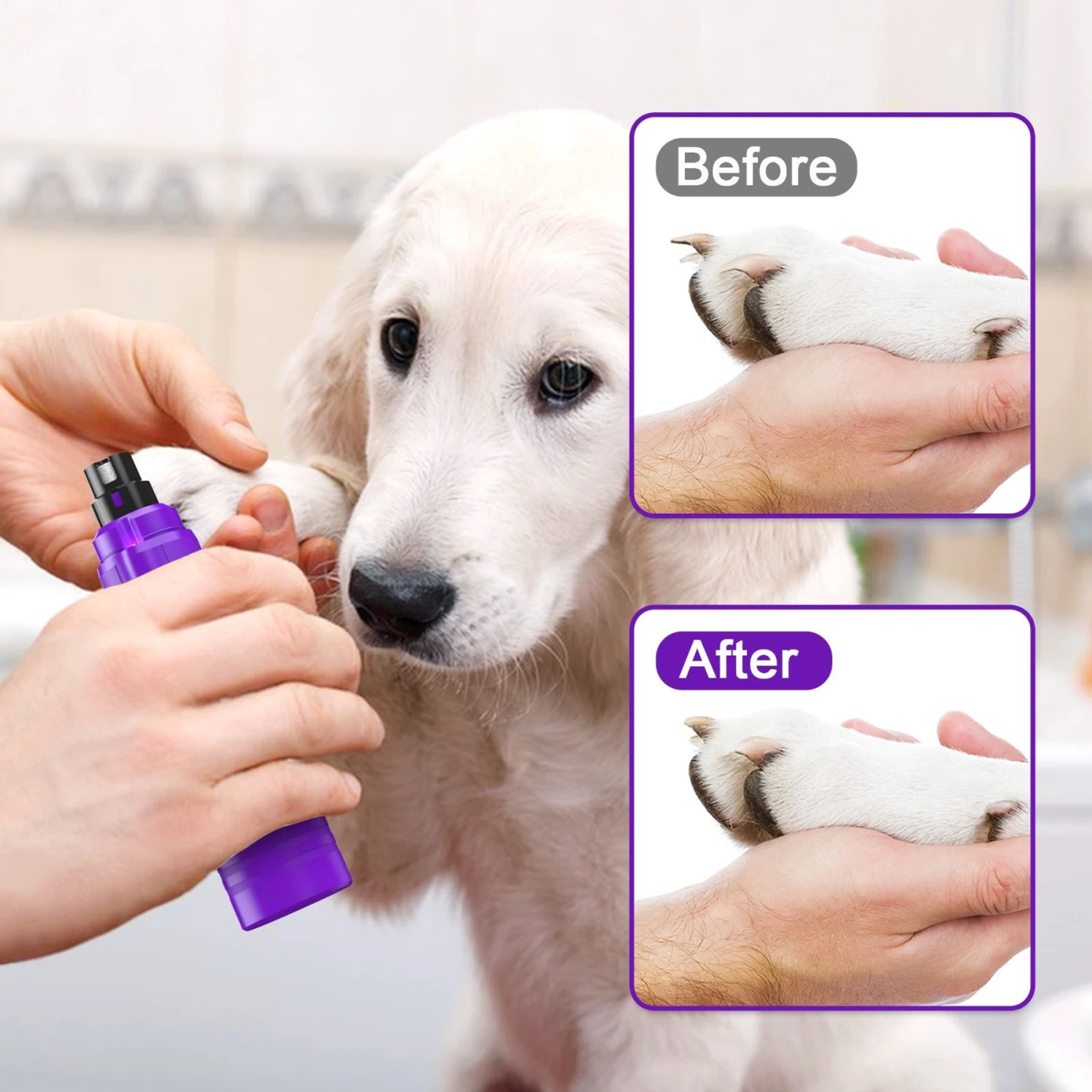 Casfuy 2-Speed Electric Dog Nail Grinder With LED Light, Purple 9 Casfuy 2-Speed Electric Dog Nail Grinder With LED Light, Purple - Image 7
