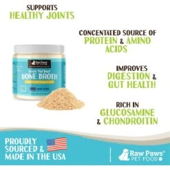 Raw Paws Grass-Fed Beef Bone Broth Powder Dog & Cat Food Topper, 6-oz Jar -Cozy Paws 794654 PT2. AC SS1800 V1677785289
