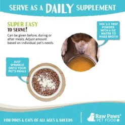 Raw Paws Grass-Fed Beef Bone Broth Powder Dog & Cat Food Topper, 6-oz Jar -Cozy Paws 794654 PT4. AC SS1800 V1677784865