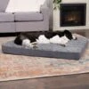 FurHaven Two-Tone Fur & Suede Deluxe Full Support Bolster Cat & Dog Bed With Removable Cover -Cozy Paws 816734 MAIN. AC SS1800 V1704234926