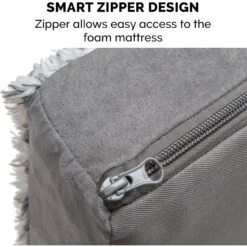 FurHaven Two-Tone Fur & Suede Deluxe Full Support Bolster Cat & Dog Bed With Removable Cover -Cozy Paws 816734 PT7. AC SS1800 V1704234924