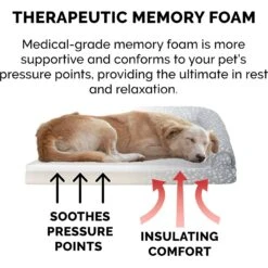 FurHaven Plush Fur & Almond Print Memory Foam Top Deluxe L-Chaise Sofa Cat & Dog Bed -Cozy Paws 824686 PT5. AC SS1800 V1703798349