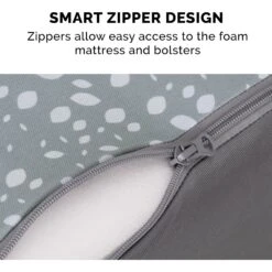 FurHaven Plush Fur & Almond Print Memory Foam Top Deluxe L-Chaise Sofa Cat & Dog Bed -Cozy Paws 824686 PT7. AC SS1800 V1703798348