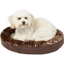 Aspen Pet Round Animal Print Bolster Cat & Dog Bed, Color Varies -Cozy Paws 83877 PT4. AC SS1800 V1566315141