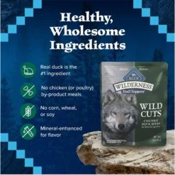 Blue Buffalo Wilderness Trail Toppers Wild Cuts Chunky Duck Bites In Hearty Gravy Grain-Free Dog Food Topper -Cozy Paws 84134 PT5. AC SS1800 V1646778995