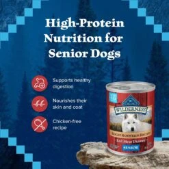 Blue Buffalo Wilderness Rocky Mountain Recipe Red Meat Dinner Senior Grain-Free Canned Dog Food -Cozy Paws 84154 PT3. AC SS1800 V1646795531