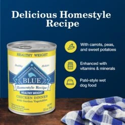 Blue Buffalo Homestyle Recipe Healthy Weight Chicken Dinner With Garden Vegetables & Brown Rice Canned Dog Food -Cozy Paws 84158 PT3. AC SS1800 V1689283211