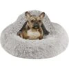 Friends Forever Luna Donut Faux Fur Cozy Cave Covered Dog Bed With Hooded Blanket -Cozy Paws 851382 MAIN. AC SS1800 V1683835867