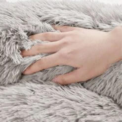 Friends Forever Luna Donut Faux Fur Cozy Cave Covered Dog Bed With Hooded Blanket -Cozy Paws 851382 PT2. AC SS1800 V1683835895