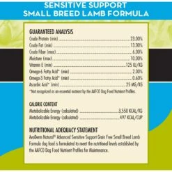 AvoDerm Advanced Sensitive Support Lamb Formula Grain-Free Small Breed Adult Dry Dog Food -Cozy Paws 86931 PT4. AC SS1800 V1604963808