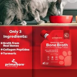 Primalvore Grass-Fed Beef Bone Broth With Collagen + Turmeric Dog & Cat Food Topping, 12-oz Bag, 6 Count -Cozy Paws 871286 PT3. AC SS1800 V1688147835