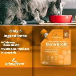 Primalvore Free Range Chicken Bone Broth With Collagen + Turmeric Dog & Cat Food Topping, 12-oz Bag, 6 Count -Cozy Paws 871302 PT3. AC SS1800 V1688393246