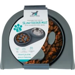 Pounce + Fetch Silicone Double Bowl Slow Feeder, 10-oz, Grey -Cozy Paws 883294 PT6. AC SS1800 V1686247357