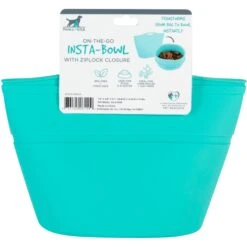 Pounce + Fetch Heavy Duty Silicone Travel Bag Bowl, Aqua, 4-cup -Cozy Paws 883310 PT2. AC SS1800 V1689256530