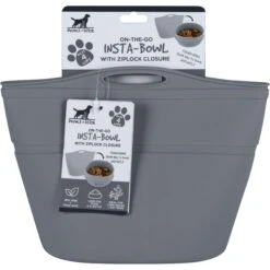 Pounce + Fetch Heavy Duty Silicone Travel Bag Bowl, Gray, 4-cup