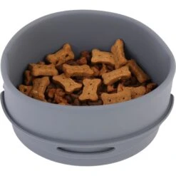 Pounce + Fetch Heavy Duty Silicone Travel Bag Bowl, Gray, 4-cup -Cozy Paws 883326 PT4. AC SS1800 V1686839367