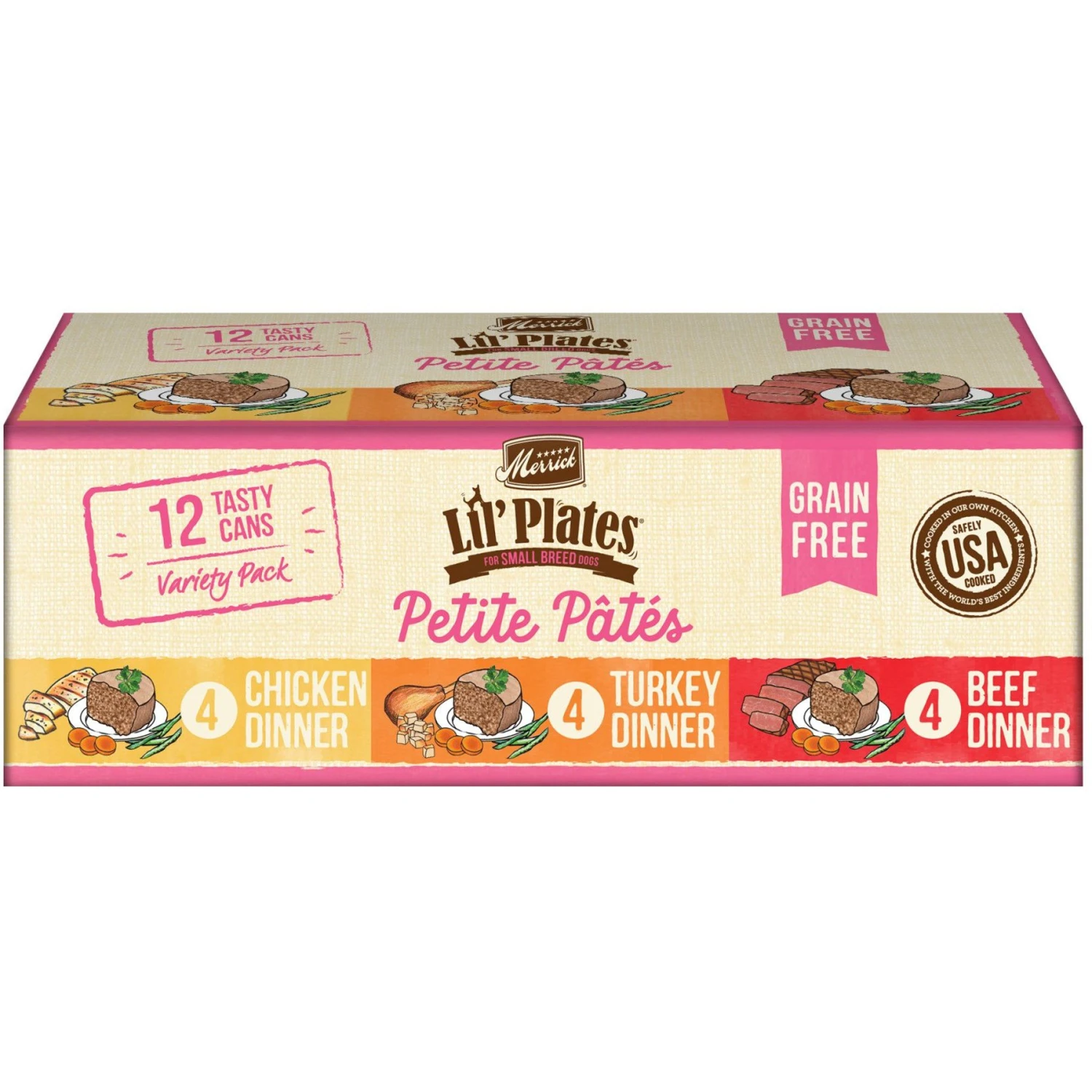 Merrick Lil' Plates Petite Pates Grain-Free Small Breed Wet Dog Food, Variety Pack, 3-oz Can, Case Of 12 3 Merrick Lil' Plates Petite Pates Grain-Free Small Breed Wet Dog Food, Variety Pack, 3-oz Can, Case Of 12