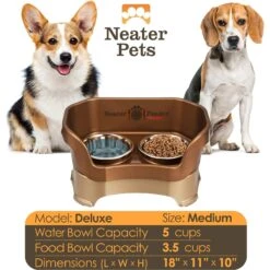 Neater Pets Neater Feeder Deluxe Elevated & Mess-Proof Dog Bowls, Bronze -Cozy Paws 89627 PT3. AC SS1800 V1672862699