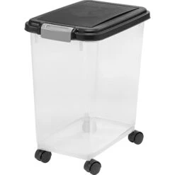 IRIS USA WeatherPro Airtight Dog, Cat, Bird & Small-Pet Food Storage Bin Container With Attachable Casters -Cozy Paws 901870 PT7. AC SS1800 V1688391807