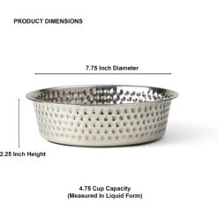 PetRageous Designs Crete Hammered Stainless Steel Dog & Cat Bowl -Cozy Paws 902294 PT1. AC SS1800 V1689966443