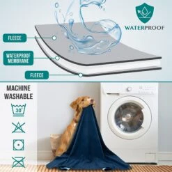 PetAmi Reversible Fleece Waterproof Cat & Dog Blanket -Cozy Paws 904070 PT3. AC SS1800 V1688142074