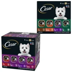 Cesar Classic Loaf In Sauce Beef Recipe, Filet Mignon, Grilled Chicken & Porterhouse Steak Flavors Variety Pack Grain-Free Small Breed Adult Wet Dog Food Trays & Cesar Poultry Variety Pack With Real Chicken, Turkey & Duck Grain-Free Small Breed Adult Wet Dog Food Trays