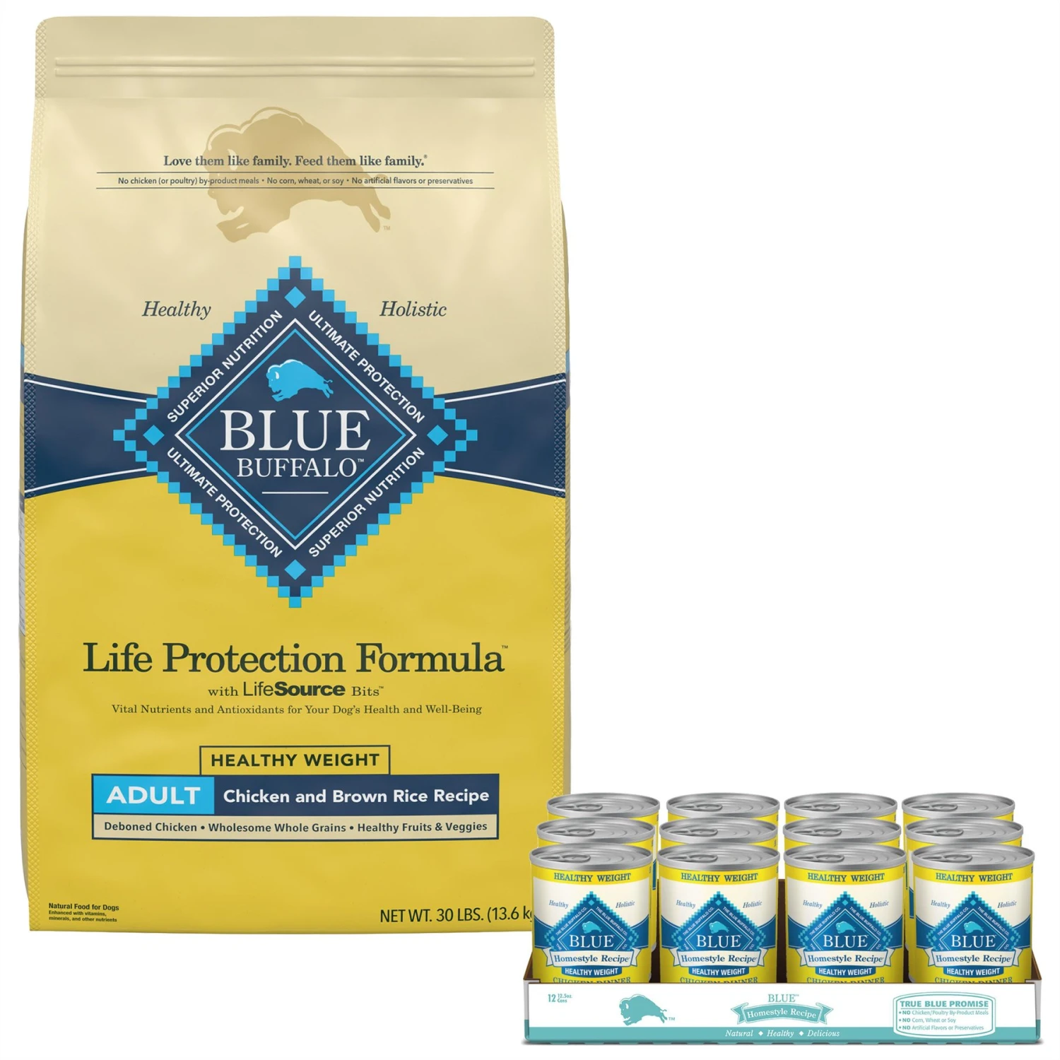 Blue Buffalo Life Protection Formula Healthy Weight Adult Chicken & Brown Rice Recipe Dry Dog Food & Blue Buffalo Homestyle Recipe Healthy Weight Chicken Dinner With Garden Vegetables & Brown Rice Canned Dog Food 3 Blue Buffalo Life Protection Formula Healthy Weight Adult Chicken & Brown Rice Recipe Dry Dog Food & Blue Buffalo Homestyle Recipe Healthy Weight Chicken Dinner With Garden Vegetables & Brown Rice Canned Dog Food
