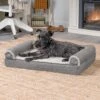 FurHaven Luxe Fur & Performance Linen Orthopedic Cat & Dog Bed With Removable Cover -Cozy Paws 919566 MAIN. AC SS1800 V1690909991