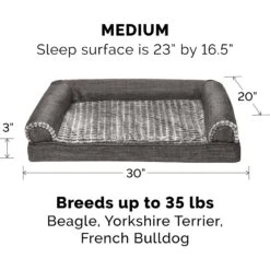 FurHaven Luxe Fur & Performance Linen Orthopedic Cat & Dog Bed With Removable Cover -Cozy Paws 919566 PT2. AC SS1800 V1690909922