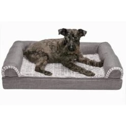 FurHaven Luxe Fur & Performance Linen Orthopedic Cat & Dog Bed With Removable Cover -Cozy Paws 919566 PT3. AC SS1800 V1690905671