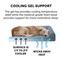 FurHaven Paw-Quilted Cooling Gel Top Deluxe Chaise Orthopedic Cat & Dog Bed With Removable Cover -Cozy Paws 919662 PT7. AC SS1800 V1690905192