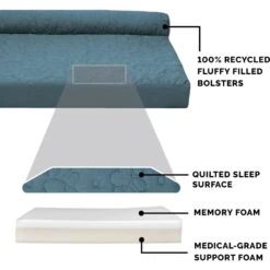 FurHaven Paw-Quilted Memory Top Deluxe Chaise Orthopedic Cat & Dog Bed With Removable Cover -Cozy Paws 919742 PT6. AC SS1800 V1690904897