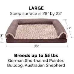 FurHaven Two-Tone Fur & Suede Orthopedic Cat & Dog Bed With Removable Cover -Cozy Paws 920006 PT2. AC SS1800 V1690903945