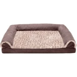 FurHaven Two-Tone Fur & Suede Orthopedic Cat & Dog Bed With Removable Cover -Cozy Paws 920006 PT4. AC SS1800 V1690922134
