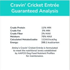 Jiminy's Cravin' Cricket Entree Organic Wet Dog Food, 6 Count -Cozy Paws 926662 PT6. AC SS1800 V1696253340