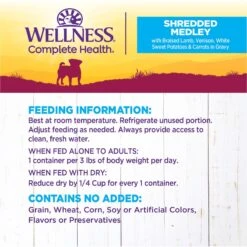Wellness Petite Entrees Shredded Medley Lamb & Venison Small Breed Natural Wet Dog Food, 3-oz Cup, 12 Count -Cozy Paws 931678 PT5. AC SS1800 V1692111481