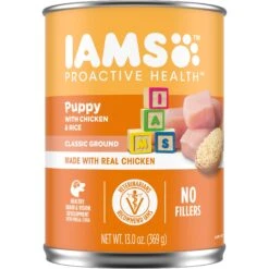 Iams Proactive Health Puppy High Protein DHA Formula With Real Chicken Dry Dog Food & Iams ProActive Health Classic Ground With Chicken & Rice Puppy Wet Dog Food -Cozy Paws 933574 PT5. AC SS1800 V1692305508