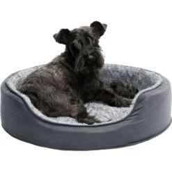FurHaven Pet Products Two-Tone Faux Fur & Suede Oval Dog & Cat Bed -Cozy Paws 939614 PT3. AC SS1800 V1692109725