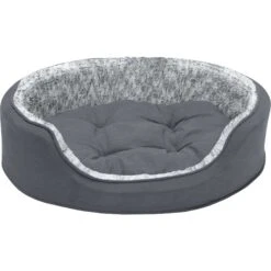 FurHaven Pet Products Two-Tone Faux Fur & Suede Oval Dog & Cat Bed -Cozy Paws 939614 PT4. AC SS1800 V1692109337