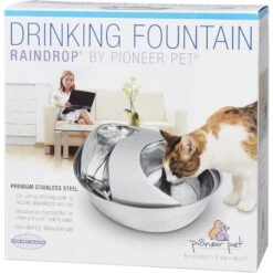 Pioneer Pet Stainless Steel Dog & Cat Fountain Raindrop Design & Pioneer Pet Replacement Filters For Ceramic & Stainless Steel Fountains -Cozy Paws 947454 PT2. AC SS1800 V1693600695