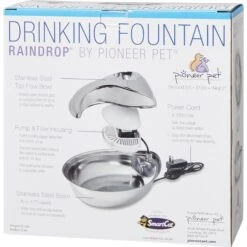 Pioneer Pet Stainless Steel Dog & Cat Fountain Raindrop Design & Pioneer Pet Replacement Filters For Ceramic & Stainless Steel Fountains -Cozy Paws 947454 PT3. AC SS1800 V1693925031