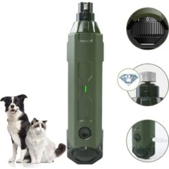 PATPET N60 6-Speed Electric Rechargeable Cat & Dog Nail Grinder, Army Green