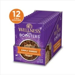 Wellness Bowl Boosters Simply Shreds Tuna, Beef & Carrots Natural Grain-Free Wet Dog Food Mixer Or Topper, 2.8-oz Pouch, Case Of 12 & Wellness Bowl Boosters Simply Shreds Chicken Liver & Broccoli Natural Grain-Free Wet Dog Food Mixer Or Topper, 2.8-oz Pouch, Case Of 12 -Cozy Paws 971566 PT7. AC SS1800 V1696339108
