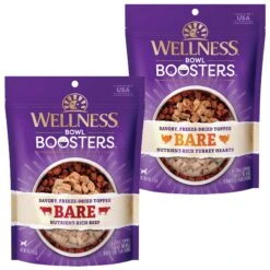 Wellness CORE Bowl Boosters Bare Turkey Freeze-Dried Dog Food Mixer Or Topper & Wellness CORE Bowl Boosters Bare Beef Freeze-Dried Dog Food Mixer Or Topper