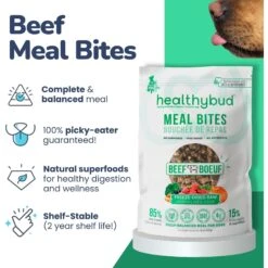 Healthybud Beef Meal Bites Freeze-Dried Dog Food, 14-oz Bag -Cozy Paws 992558 PT3. AC SS1800 V1702938491